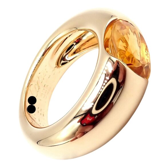 Authentic! Cartier 18k Yellow Gold Citrine Wide Large Ellipse Band Ring Size 5.5 - Picture 3 of 15